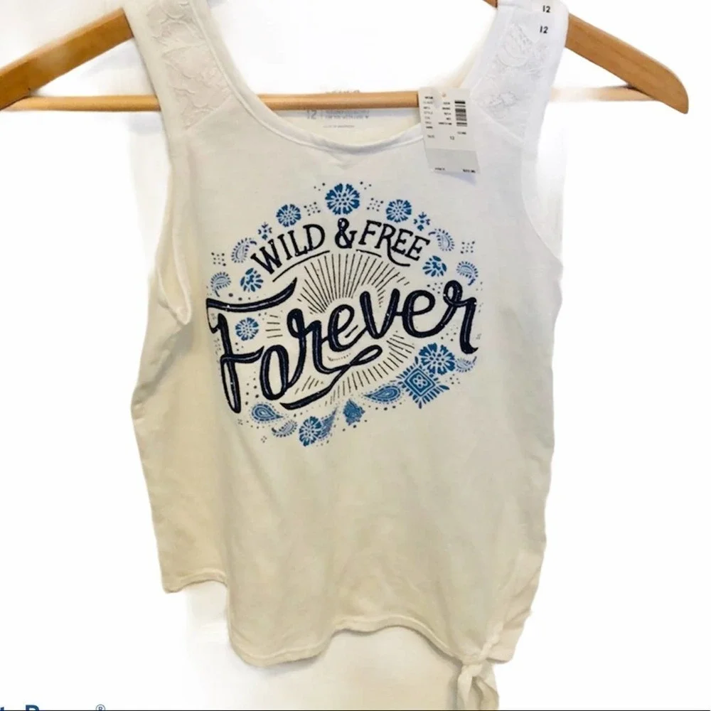 JUSTICE “Wild & Free Forever” Self Tie Tank Top